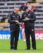 18 June 2023; Tyrone joint-managers Feargal Logan, right, and Brian Dooher during the GAA Football All-Ireland Senior Championship Round 3 match between Tyrone and Westmeath at Kingspan Breffni in Cavan. Photo by Ramsey Cardy/Sportsfile