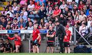 18 June 2023; Tyrone joint-manager Feargal Logan during the GAA Football All-Ireland Senior Championship Round 3 match between Tyrone and Westmeath at Kingspan Breffni in Cavan. Photo by Ramsey Cardy/Sportsfile