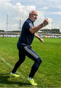 18 June 2023; Kildare manager Glenn Ryan celebrates Kevin Feely's winning point near the end of the GAA Football All-Ireland Senior Championship Round 3 match between Roscommon and Kildare at Glenisk O'Connor Park in Tullamore, Offaly. Photo by Daire Brennan/Sportsfile