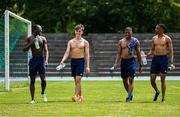19 June 2023; Ireland Athletes, from left, Nelvin Appiah, Oliver Swinney, Joseph Ojewumi and Chris Sibanda during a practice session at Henryk Jordana Park ahead of the European Games 2023 in Krakow, Poland. Photo by David Fitzgerald/Sportsfile