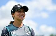 19 June 2023; Amy Hunter is interviewed by the media after the Ireland Women cricket squad training in the Cricket Ireland high performance training centre at the Sport Ireland Campus in Dublin, before their tour to the West Indies later this month to St Lucia in the Caribbean. Photo by Brendan Moran/Sportsfile