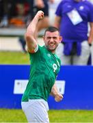 19 June 2023; Team Ireland's James Meenan, a member of Newry City Special Olympics Club, from Dundalk, Louth, celebrates scoring the first goal, for Ireland, during the qualifier match between Ireland and Uganda on day three of the World Special Olympic Games 2023 at The Mayfield in the Olympiapark in Berlin, Germany. Photo by Ray McManus/Sportsfile