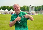 19 June 2023; Team Ireland's Stephen O'Leary, a member of COPE Foundation Cork, from Fermoy, Cork, after the Ireland and Uganda qualifier on day three of the World Special Olympic Games 2023 at The Mayfield in the Olympiapark in Berlin, Germany. Photo by Ray McManus/Sportsfile