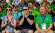 19 June 2023; Team Ireland supporters during the Ireland and Uganda qualifier on day three of the World Special Olympic Games 2023 at The Mayfield in the Olympiapark in Berlin, Germany. Photo by Ray McManus/Sportsfile