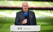 19 June 2023; Former Republic of Ireland international and current RTÉ analyst Liam Brady before the UEFA EURO 2024 Championship qualifying group B match between Republic of Ireland and Gibraltar at the Aviva Stadium in Dublin. Photo by Stephen McCarthy/Sportsfile