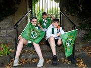 19 June 2023; Siblings, Fiona, age 11, Andy, age 9, and Tommy Minnock, age 13, from Maynooth before the UEFA EURO 2024 Championship qualifying group B match between Republic of Ireland and Gibraltar at the Aviva Stadium in Dublin. Photo by Stephen Marken/Sportsfile