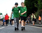 19 June 2023; Conor Mannion, age 9, and Oliver Rubotham, age 9, from Celbridge, Dublin, before the UEFA EURO 2024 Championship qualifying group B match between Republic of Ireland and Gibraltar at the Aviva Stadium in Dublin. Photo by Stephen Marken/Sportsfile