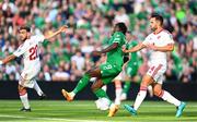 19 June 2023; Michael Obafemi of Republic of Ireland misses a chance on goal during the UEFA EURO 2024 Championship qualifying group B match between Republic of Ireland and Gibraltar at the Aviva Stadium in Dublin. Photo by Stephen McCarthy/Sportsfile