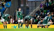 19 June 2023; Trai Hume of Northern Ireland and his teammates after their side's defeat in the UEFA EURO 2024 Championship Qualifier match between Northern Ireland and Kazakhstan at National Stadium at Windsor Park in Belfast. Photo by Ramsey Cardy/Sportsfile