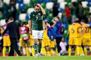 19 June 2023; Conor McMenamin of Northern Ireland after his side's defeat in the UEFA EURO 2024 Championship Qualifier match between Northern Ireland and Kazakhstan at National Stadium at Windsor Park in Belfast. Photo by Ramsey Cardy/Sportsfile