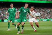 19 June 2023; Jason Knight of Republic of Ireland in action against Tjay De Barr of Gibraltar during the UEFA EURO 2024 Championship qualifying group B match between Republic of Ireland and Gibraltar at the Aviva Stadium in Dublin. Photo by Michael P Ryan/Sportsfile