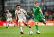 19 June 2023; James McClean of Republic of Ireland in action against Tjay De Barr of Gibraltar during the UEFA EURO 2024 Championship qualifying group B match between Republic of Ireland and Gibraltar at the Aviva Stadium in Dublin. Photo by Seb Daly/Sportsfile