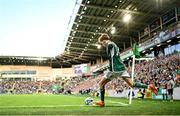 19 June 2023; Isaac Price of Northern Ireland takes a corner kick during the UEFA EURO 2024 Championship Qualifier match between Northern Ireland and Kazakhstan at National Stadium at Windsor Park in Belfast. Photo by Ramsey Cardy/Sportsfile