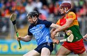 17 June 2023; Cian O'Sullivan of Dublin in action against Jack McCullagh of Carlow during the GAA Hurling All-Ireland Senior Championship Preliminary Quarter Final match between Carlow and Dublin at Netwatch Cullen Park in Carlow. Photo by Sam Barnes/Sportsfile