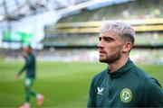 19 June 2023; Troy Parrott of Republic of Ireland before the UEFA EURO 2024 Championship qualifying group B match between Republic of Ireland and Gibraltar at the Aviva Stadium in Dublin. Photo by Stephen McCarthy/Sportsfile