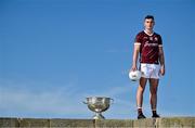 20 June 2023; Matthew Tierney of Galway poses for a portrait with the Sam Maguire cup at the 2023 GAA Football All-Ireland Series national launch in Howth, Dublin. Photo by Brendan Moran/Sportsfile