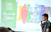 20 June 2023; Speaking at the 2023 GAA Football All-Ireland Series national launch in Croke Park, Dublin is Gavin White of Kerry. Photo by Brendan Moran/Sportsfile