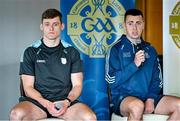 20 June 2023; Speaking at the 2023 GAA Football All-Ireland Series national launch in Croke Park, Dublin is Cormac Costello of Dublin, right, in the company of Gavin White of Kerry. Photo by Brendan Moran/Sportsfile
