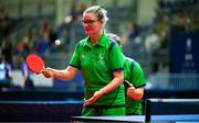 20 June 2023; Team Ireland's Fiona Brady, a member of Navan Arch Special Olympics Club, from Navan, Meath, during the Mixed Doubles Table Tennis Qualifiers on day four of the World Special Olympic Games 2023 at the Messe Berlin in Berlin, Germany. Photo by Ray McManus/Sportsfile
