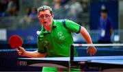 20 June 2023; Team Ireland's Sean Sammon, a member of Castlebar Special Olympics Club, from Castlebar, Mayo, during the Table Tennis qualifiers on day four of the World Special Olympic Games 2023 at the Messe Berlin in Berlin, Germany. Photo by Ray McManus/Sportsfile