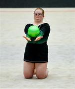 20 June 2023; Team Ireland's Ailis Colgan, from South Dublin Special Olympics Club, from Templeogue, Dublin, during the Rhythmic Ball qualifier on day four of the World Special Olympic Games 2023 at the Messe Berlin in Berlin, Germany. Photo by Ray McManus/Sportsfile