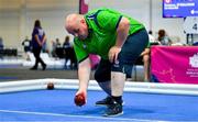 20 June 2023; Team Ireland's Seamus O'Sullivan, a member of COPE Foundation Cork, from Macroom, Cork, during the Bocce qualifiers on day four of the World Special Olympic Games 2023 at the Messe Berlin in Berlin, Germany. Photo by Ray McManus/Sportsfile