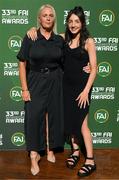 20 June 2023; Aisling Kelly and Ella Kelly on their arrival to the FAI 33rd International Awards at Mansion House in Dublin. Photo by Stephen McCarthy/Sportsfile