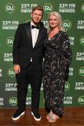 20 June 2023; Ed and Sarah McJannet on their arrival to the FAI 33rd International Awards at Mansion House in Dublin. Photo by Stephen McCarthy/Sportsfile