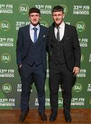 20 June 2023; James McManus and Peter Grogan on their arrival to the FAI 33rd International Awards at Mansion House in Dublin. Photo by Stephen McCarthy/Sportsfile