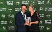 20 June 2023; Hall of Fame award receipients Kevin Moran and Sue Hayden during the FAI 33rd International Awards at Mansion House in Dublin. Photo by Stephen McCarthy/Sportsfile