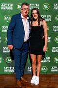20 June 2023; Mark and Chloe Wallace on their arrival to the FAI 33rd International Awards at Mansion House in Dublin. Photo by Stephen McCarthy/Sportsfile