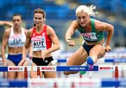 21 June 2023; Sarah Lavin of Ireland, right, on her way to winning the womens 100m hurdles ahead of Karin Strametz of Austria at the Silesian Stadium during the European Games 2023 in Chorzow, Poland. Photo by David Fitzgerald/Sportsfile