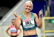 21 June 2023; Sarah Lavin of Ireland celebrates after winning the womens 100m hurdles at the Silesian Stadium during the European Games 2023 in Chorzow, Poland. Photo by David Fitzgerald/Sportsfile