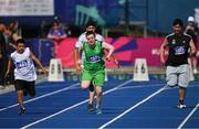 21 June 2023; Team Ireland's Ryan Griffin, 1275, a member of Skellig Stars Special Olympics Club, from Waterville, Kerry, during the 100m quarter finals on day five of the World Special Olympic Games 2023 at the Hanns-Braun-Stadion, in the Olympiapark, Berlin, Germany.  Photo by Ray McManus/Sportsfile