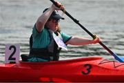 21 June 2023; Team Ireland's Breege Walsh, a member of Castlebar Special Olympics Club, from Claremorris, Mayo, after the Kayaking on day five of the World Special Olympic Games 2023 at the Grünau regatta course in Berlin, Germany.  Photo by Ray McManus/Sportsfile