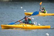 21 June 2023; Team Ireland's Cian Kelleher, left, a member of Mallow United Special Olympics Club, from Mallow, Cork, during the Kayaking on day five of the World Special Olympic Games 2023 at the Grünau regatta course in Berlin, Germany.  Photo by Ray McManus/Sportsfile