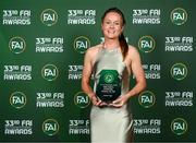 20 June 2023; Young Women’s Player of the Year Heather Payne during the FAI 33rd International Awards media event at Mansion House in Dublin. Photo by Stephen McCarthy/Sportsfile
