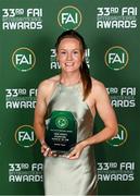 20 June 2023; Young Women’s Player of the Year Heather Payne during the FAI 33rd International Awards media event at Mansion House in Dublin. Photo by Stephen McCarthy/Sportsfile