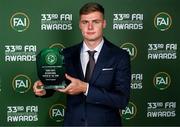 20 June 2023; Evan Ferguson with his Young Men’s Player of the Year award during the FAI 33rd International Awards media event at Mansion House in Dublin. Photo by Stephen McCarthy/Sportsfile