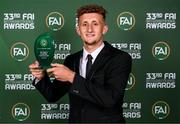 20 June 2023; Men’s U18 Player of the Year award winner Sam Curtis during the FAI 33rd International Awards media event at Mansion House in Dublin. Photo by Stephen McCarthy/Sportsfile