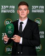 20 June 2023; Men’s U19 Player of the Year Sean Grehan during the FAI 33rd International Awards media event at Mansion House in Dublin. Photo by Stephen McCarthy/Sportsfile