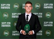 20 June 2023; Men’s U19 Player of the Year Sean Grehan during the FAI 33rd International Awards media event at Mansion House in Dublin. Photo by Stephen McCarthy/Sportsfile