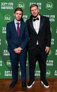 20 June 2023; Ben and Ed McJannet on his arrival to the FAI 33rd International Awards media event at Mansion House in Dublin. Photo by Stephen McCarthy/Sportsfile