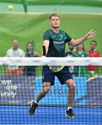 22 June 2023; Sean Neave of Ireland during the men's double Padel qualification round match between Ireland and Albania during the European Games at the KSOS in Krakow. Photo by Tyler Miller/Sportsfile