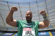 22 June 2023; Eric Favors of Ireland celebrates after winning the shot putt at the Silesian Stadium during the European Games 2023 in Chorzow, Poland. Photo by David Fitzgerald/Sportsfile