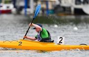 22 June 2023; Team Ireland's Cian Kelleher, a member of Mallow United Special Olympics Club, from Mallow, Cork, on his way to winning a Silver Medal KT-1200m Men M03 at the Kayaking Finals on day six of the World Special Olympic Games 2023 at the Grünau regatta course in Berlin, Germany. Photo by Ray McManus/Sportsfile