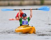 22 June 2023; Team Ireland's Cian Kelleher, a member of Mallow United Special Olympics Club, from Mallow, Cork, celebrates after winning a Silver Medal KT-1200m Men M03 at the Kayaking Finals on day six of the World Special Olympic Games 2023 at the Grünau regatta course in Berlin, Germany. Photo by Ray McManus/Sportsfile