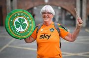 22 June 2023; Republic of Ireland supporter Tricia Donnellan before the women's international friendly match between Republic of Ireland and Zambia at Tallaght Stadium in Dublin. Photo by Stephen McCarthy/Sportsfile