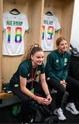 22 June 2023; Leanne Kiernan and Hayley Nolan of Republic of Ireland in the dressing room before the women's international friendly match between Republic of Ireland and Zambia at Tallaght Stadium in Dublin. Photo by Stephen McCarthy/Sportsfile