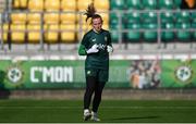22 June 2023; Republic of Ireland goalkeeper Courtney Brosnan warms up before the women's international friendly match between Republic of Ireland and Zambia at Tallaght Stadium in Dublin. Photo by Stephen McCarthy/Sportsfile